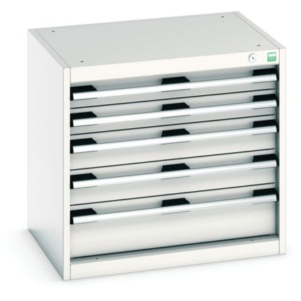 Cubio Drawer Cabinet, 5 Drawers, Light Grey, 600 x 650 x 525mm