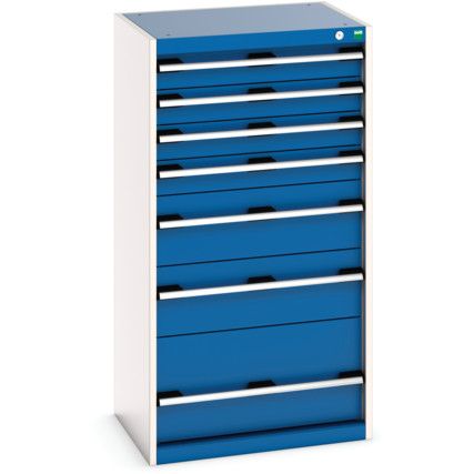 Cubio Drawer Cabinet, 7 Drawers, Blue/Light Grey, 1200 x 650 x 525mm