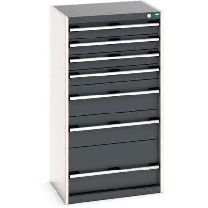 Cubio Drawer Cabinet, 7 Drawers, Anthracite Grey/Light Grey, 1200 x 650 x 525mm