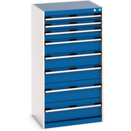 Cubio Drawer Cabinet, 8 Drawers, Blue/Light Grey, 1200 x 650 x 525mm