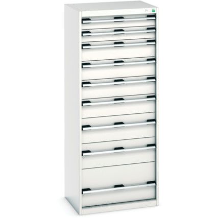 Cubio Drawer Cabinet, 9 Drawers, Light Grey, 1600 x 650 x 525mm