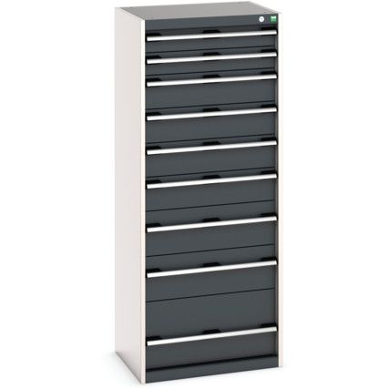 Cubio Drawer Cabinet, 9 Drawers, Anthracite Grey/Light Grey, 1600 x 650 x 525mm