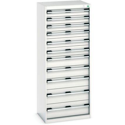 Cubio Drawer Cabinet, 11 Drawers, Light Grey, 1600 x 650 x 525mm