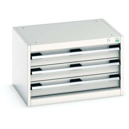 Cubio Drawer Cabinet, 2 Drawers, Light Grey, 400 x 650 x 525mm