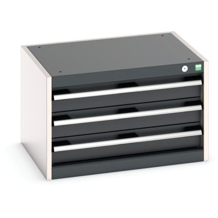 Cubio Drawer Cabinet, 2 Drawers, Anthracite Grey/Light Grey, 400 x 650 x 525mm