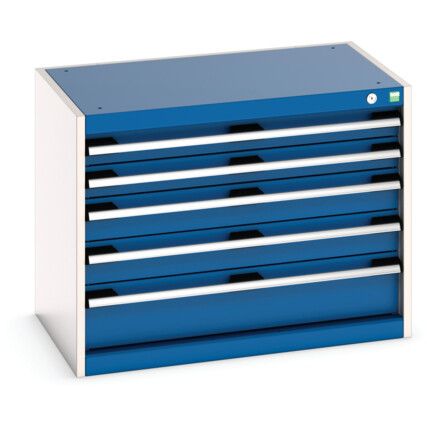 Cubio Drawer Cabinet, 5 Drawers, Blue/Light Grey, 600 x 800 x 525mm