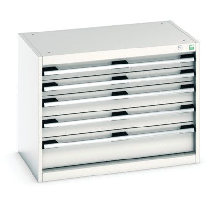 Cubio Drawer Cabinet, 5 Drawers, Light Grey, 600 x 800 x 525mm