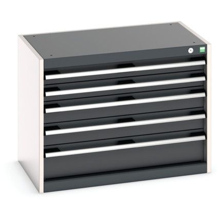 Cubio Drawer Cabinet, 5 Drawers, Anthracite Grey/Light Grey, 600 x 800 x 525mm