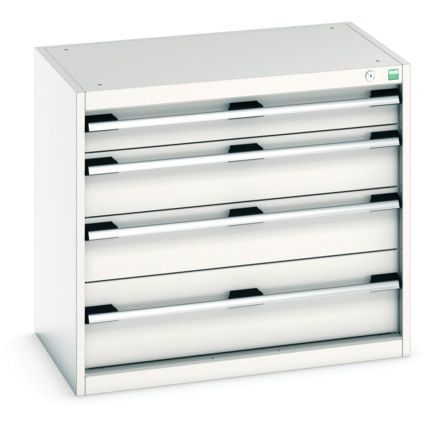 Cubio Drawer Cabinet, 4 Drawers, Light Grey, 700 x 800 x 525mm