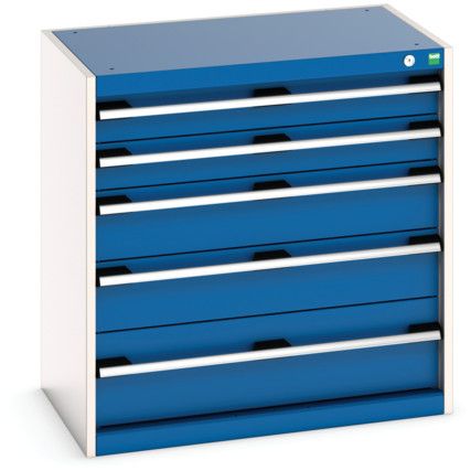 Cubio Drawer Cabinet, 5 Drawers, Blue/Light Grey, 800 x 800 x 525mm