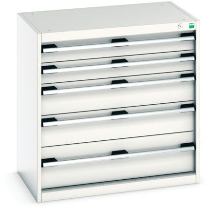 Cubio Drawer Cabinet, 5 Drawers, Light Grey, 800 x 800 x 525mm