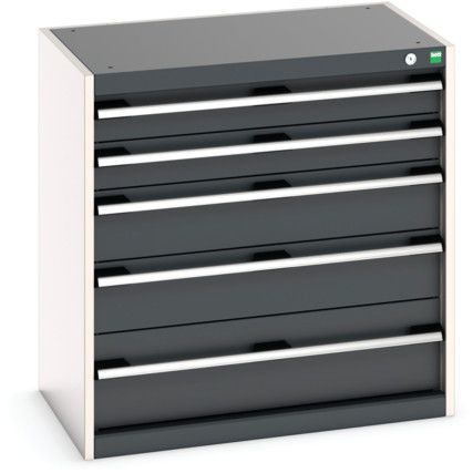 Cubio Drawer Cabinet, 5 Drawers, Anthracite Grey/Light Grey, 800 x 800 x 525mm