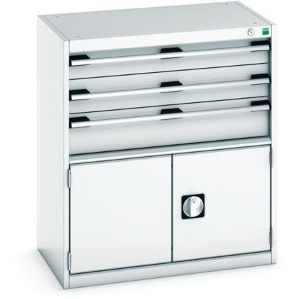 Cubio Drawer Cabinet, 3 Drawers, Light Grey, 900 x 800 x 525mm