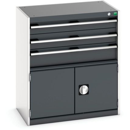 Cubio Drawer Cabinet, 3 Drawers, Anthracite Grey/Light Grey, 900 x 800 x 525mm