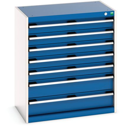 Cubio Drawer Cabinet, 7 Drawers, Blue/Light Grey, 900 x 800 x 525mm