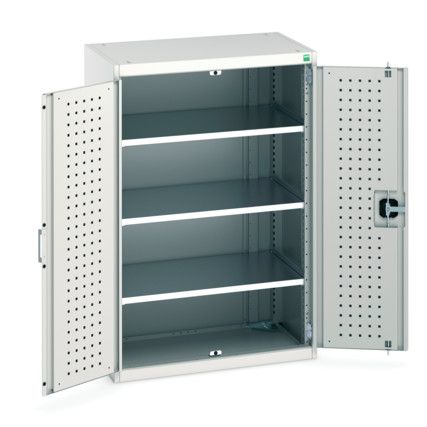 Cubio Storage Cabinet, 2 Perfo Doors, Light Grey, 1200 x 800 x 525mm