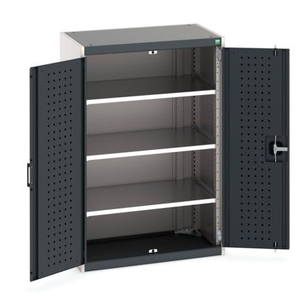 Cubio Storage Cabinet, 2 Perfo Doors, Anthracite Grey, 1200 x 800 x 525mm