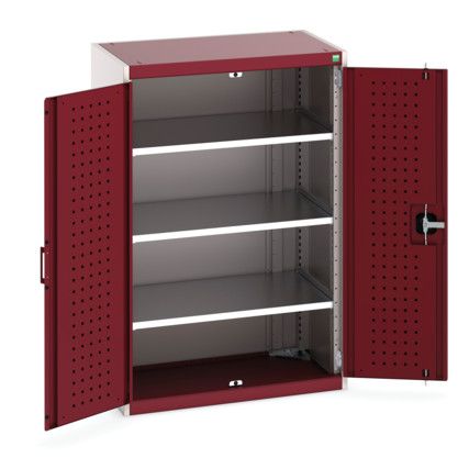 Cubio Storage Cabinet, 2 Perfo Doors, Red, 1200 x 800 x 525mm