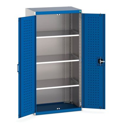 Cubio Storage Cabinet, 2 Perfo Doors, Blue, 1600 x 800 x 525mm