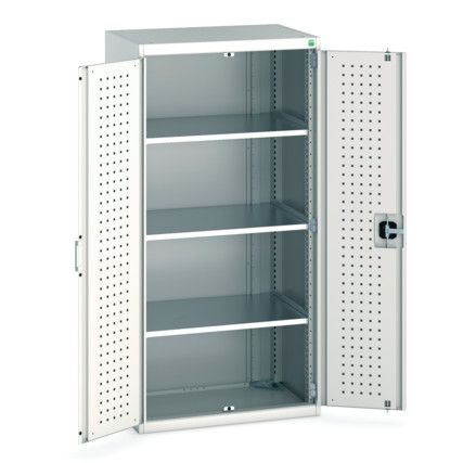 Cubio Storage Cabinet, 2 Perfo Doors, Light Grey, 1600 x 800 x 525mm