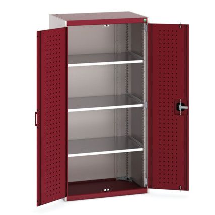 Cubio Storage Cabinet, 2 Perfo Doors, Red, 1600 x 800 x 525mm