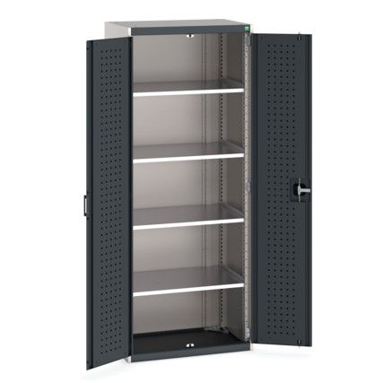 Cubio Storage Cabinet, 2 Doors, Anthracite Grey, 2000 x 800 x 525mm