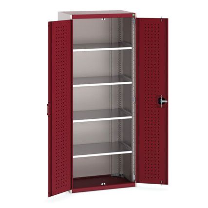 Cubio Storage Cabinet, 2 Doors, Red, 2000 x 800 x 525mm