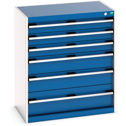 Cubio Drawer Cabinet, 6 Drawers, Blue/Light Grey, 900 x 800 x 525mm