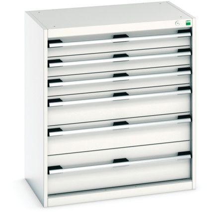 Cubio Drawer Cabinet, 6 Drawers, Light Grey, 900 x 800 x 525mm