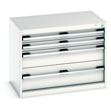 Cubio Drawer Cabinet, 4 Drawers, Light Grey, 600 x 800 x 525mm