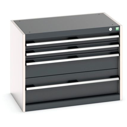 Cubio Drawer Cabinet, 4 Drawers, Anthracite Grey/Light Grey, 600 x 800 x 525mm