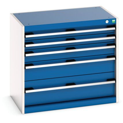 Cubio Drawer Cabinet, 5 Drawers, Blue/Light Grey, 700 x 800 x 525mm