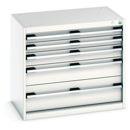 Cubio Drawer Cabinet, 5 Drawers, Light Grey, 700 x 800 x 525mm