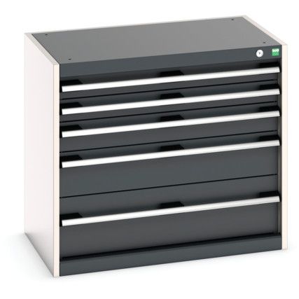 Cubio Drawer Cabinet, 5 Drawers, Anthracite Grey/Light Grey, 700 x 800 x 525mm