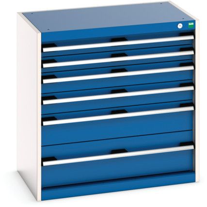 Cubio Drawer Cabinet, 6 Drawers, Blue/Light Grey, 800 x 800 x 525mm