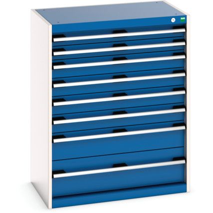 Cubio Drawer Cabinet, 8 Drawers, Blue/Light Grey, 1000 x 800 x 525mm