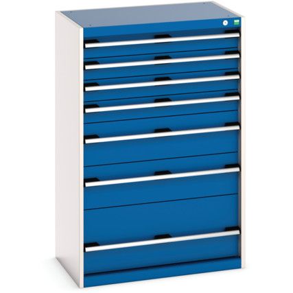 Cubio Drawer Cabinet, 7 Drawers, Blue/Light Grey, 1200 x 800 x 525mm