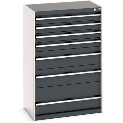 Cubio Drawer Cabinet, 7 Drawers, Anthracite Grey/Light Grey, 1200 x 800 x 525mm