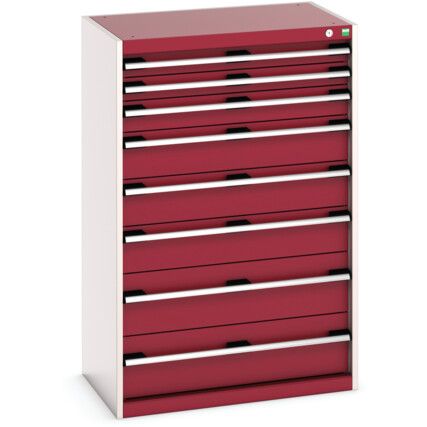 Cubio Drawer Cabinet, 8 Drawers, Light Grey/Red, 1200 x 800 x 525mm