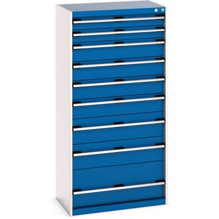 Cubio Drawer Cabinet, 9 Drawers, Blue/Light Grey, 1600 x 800 x 525mm