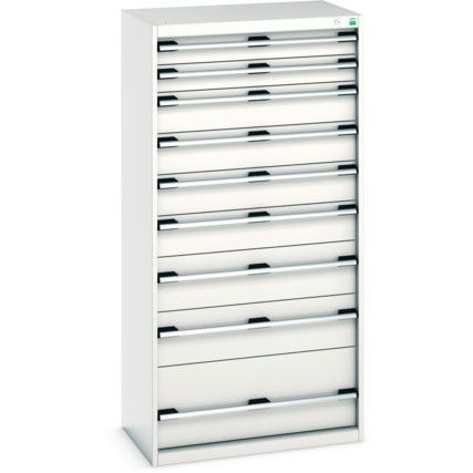 Cubio Drawer Cabinet, 9 Drawers, Light Grey, 1600 x 800 x 525mm