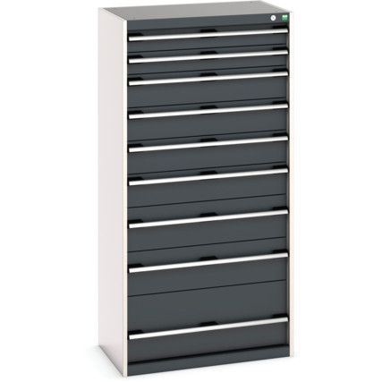 Cubio Drawer Cabinet, 9 Drawers, Anthracite Grey/Light Grey, 1600 x 800 x 525mm