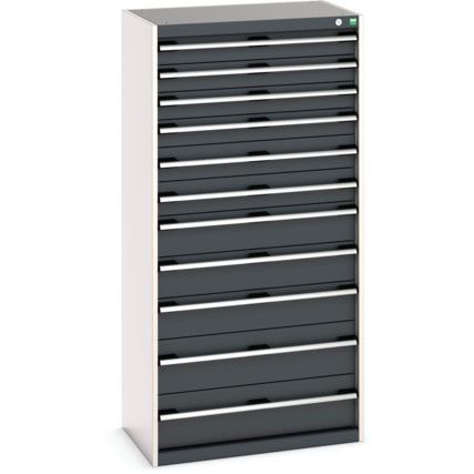 Cubio Drawer Cabinet, 11 Drawers, Anthracite Grey/Light Grey, 1600 x 800 x 525mm