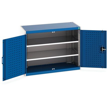 Cubio Storage Cabinet, 2 Perfo Doors, Blue, 800 x 1050 x 525mm