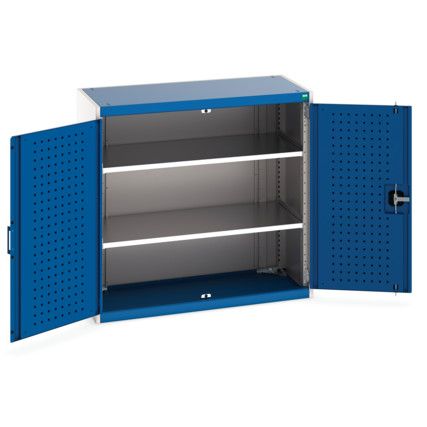 Cubio Storage Cabinet, 2 Perfo Doors, Blue, 1000 x 1050 x 525mm