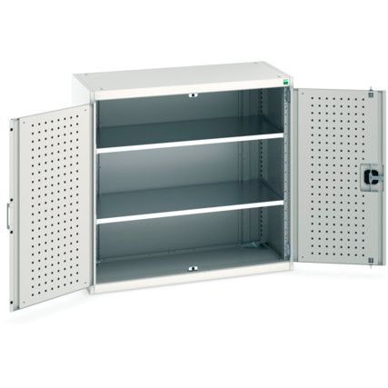 Cubio Storage Cabinet, 2 Perfo Doors, Light Grey, 1000 x 1050 x 525mm