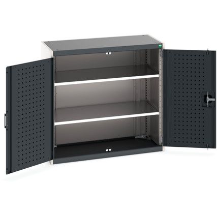 Cubio Storage Cabinet, 2 Perfo Doors, Anthracite Grey, 1000 x 1050 x 525mm