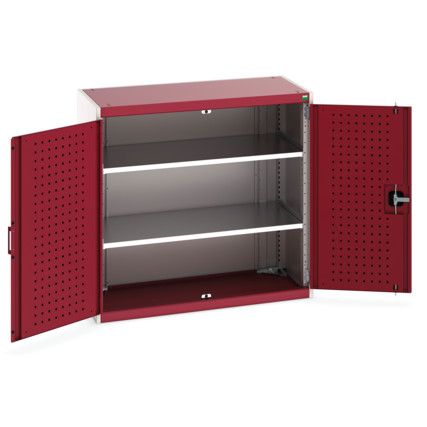 Cubio Storage Cabinet, 2 Perfo Doors, Red, 1000 x 1050 x 525mm