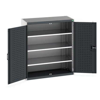 Cubio Storage Cabinet, 2 Perfo Doors, Anthracite Grey, 1200 x 1050 x 525mm