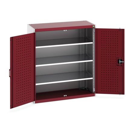 Cubio Storage Cabinet, 2 Perfo Doors, Red, 1200 x 1050 x 525mm